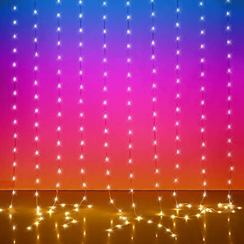 KEPSTARS LED Завеса Светла, 9.8 ft x 9.8 ft 300 LED Боја Менување На Стринг Самовила Светла Завеса Со Паметни Стан Контрола,