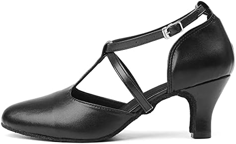 Tinrymx модерни чевли за танцување жени затворени пети Т-лента за салони Танго Волц Фокстрот професионални чевли за танцување,