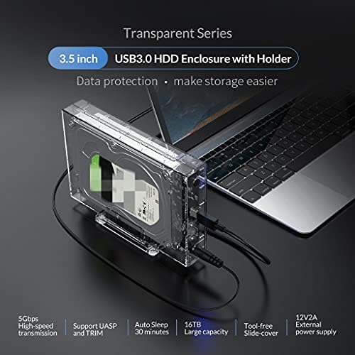 SAWQF Транспарентен 3.5 HDD Комплет за 2.5/3.5 SSD Hdd Кутија Хард Диск Случај SATA НА USB3. 0 Hdd Докинг Станица Поддршка 16tb