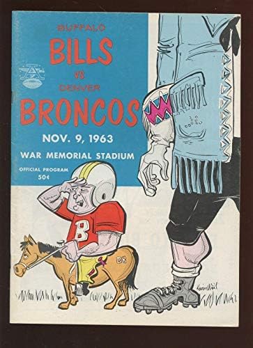 9 ноември 1963 година АФЛ Програма Денвер Бронкос во Buffalo Bils EXMT - NFL програми
