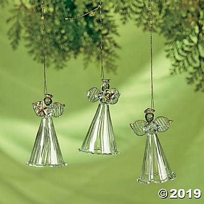 Вртено стакло ангелски украси со starвезда / срце / молитви за божиќен религиозен декор