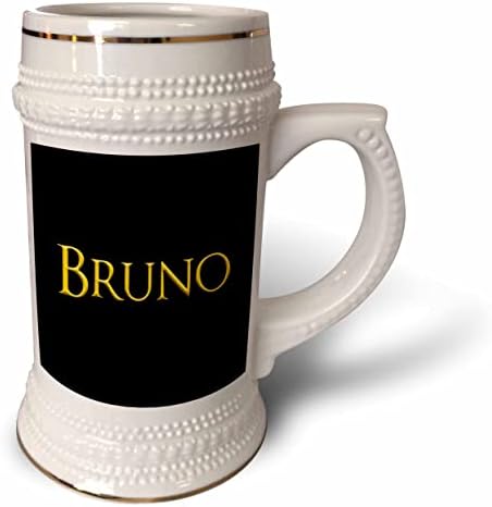 3drose Bruno Популарно име на бебето во САД. Yellowолта на црн шарм - кригла 22oz Штајн