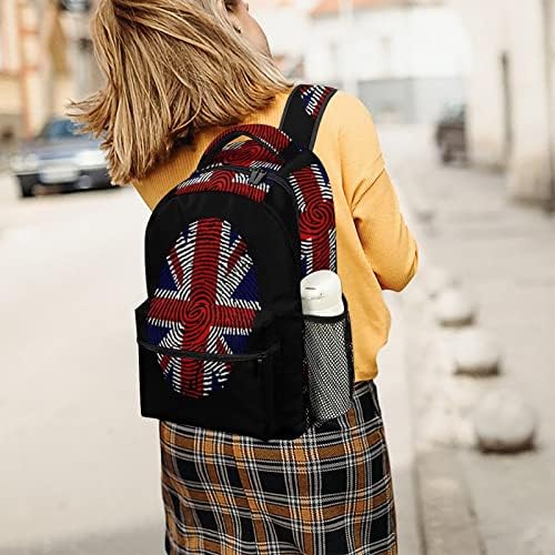 Британија знамето со прсти со прсти ранец модна торба за рамо, мала тежина со повеќе џеб за училишна студија работа шопинг