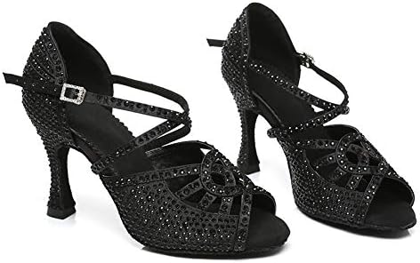 Hroyl Women Rhinestones Ballroom Dance Dance Shoes Latin Salsa Articence Wedding Fart Dance Shoes, ModelyC466