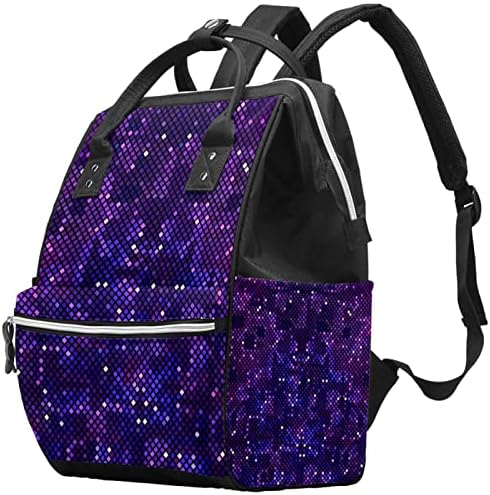Пикселирана Виолетова Позадина на Вселената Торба За Пелени Ранец Торби За Менување Пелени За Бебиња Мултифункционална Торба