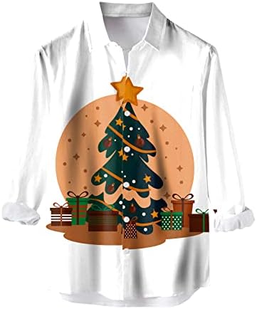 Божиќни кошули на Вокачи, кратки ракави, забавно копче надолу со кошули Алоха кошули Санта Печати Хавајски кошула врвови