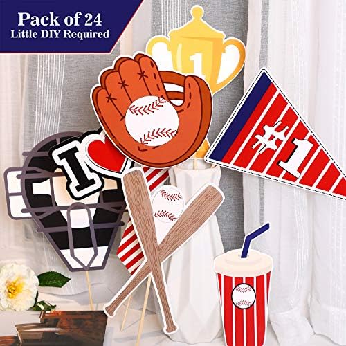24 парчиња бејзбол фото штанд реквизити комплет за бејзбол тема забава за роденденска забава за возрасни деца