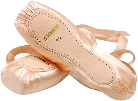 S.Lemon возрасни проффејзонски розови дамки балетски чевли за жени, со шивана лента