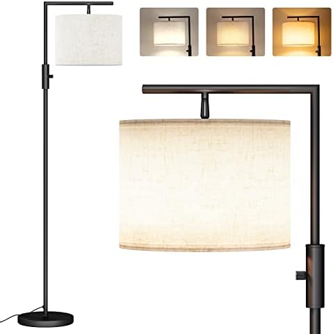 Sunmory Модерни подни ламби за дневна соба, стоечка ламба со ротирачки прекинувач, ламба за читање на подот со висок пол со