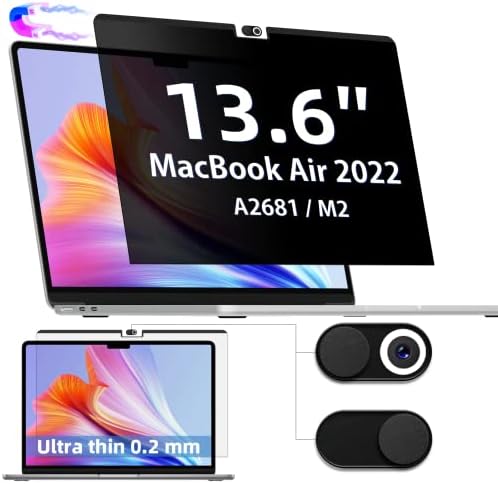 Iprokko Magnetic MacBook Air 13.6 екран за приватност, компатибилен со MacBook Air 13,6 инчи 2022 модел, отстранлив мат анти