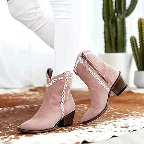 Womenените чизми на глуждот со потпетици гроздобер цвет етнички стил буци чевли за чизми за чизми за чизми за чизми на отворено снежни чизми