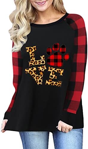 Fmchico женски пуловер маица за в Valentубените Ден на срцето, loveубов, printубов со долги ракави врвови блузи маица