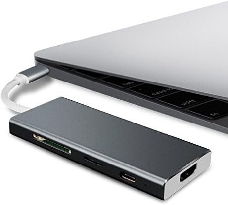 Morjava VT101 USB Тип C ЦЕНТАР USB C 3. 0x3 Полнење Порта HDMI Порта 2 USB 3.0 &засилувач; 1 USB 2.0 Порти SD &засилувач; Микро SD Картичка Читач Пренослив За MacBook Pro /2017 Chromebook-Греј