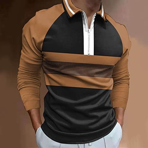 XXBR 2022 Нови маички Поло кошули со долги ракави 1/4 Поштетни на вратот голф врвови шарени крпеница улична облека модна дизајнерска кошула