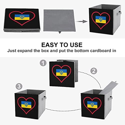 Го Сакам украинското Црвено Срце Склопувачки Канти За Складирање Основи Преклопување Ткаенина Коцки За Складирање Организатор