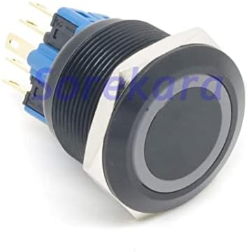 25мм Zn-Al прстен LED боја црвена моментална 1NO 1NC Pushbutton Switch Black Coating за Auto IP65 UL 6V/12V/24V/110V/220V