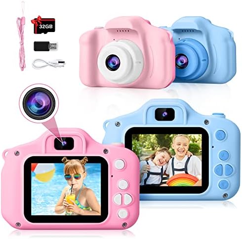 Giguko Надградба Детска селфи камера 2 пакет, HD дигитална видео играчка камера за мали деца на возраст од 3-12 години, Божиќни
