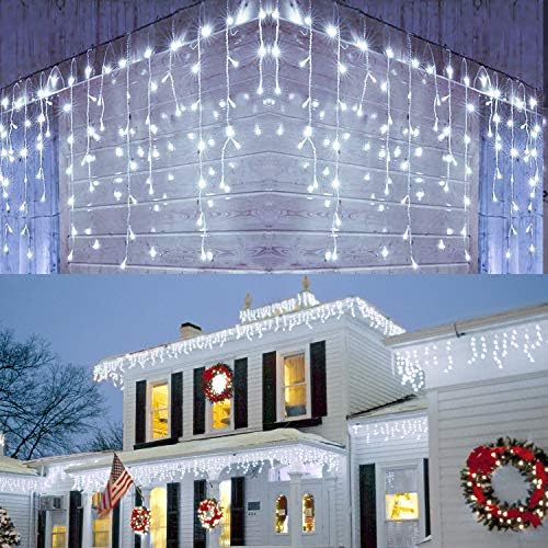 LANFU 400 LED диоди, 32,8 стапки, LED Божиќни светла на отворено декорации светла, 8 функции завеса за завеси за затворен/забава/роденден/Божиќ/Ноќта