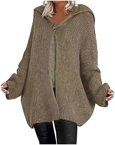 џемпери со аспиратор Xipcokm за жени со долг ракав картониган џемпер палто преголема ребреста плетена отворена предна надворешна