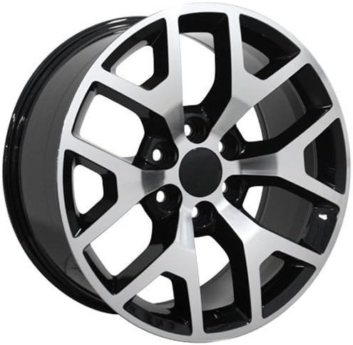 OE Wheels LLC 20 инчи бандажи одговара на Chevy Silverado Tahoe Sierra Yukon Escalade CV92 20x9 венчиња сјајни црни машински сет