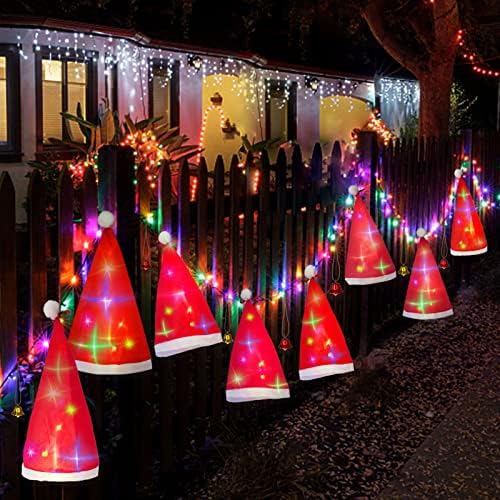 Божиќни украси со 8 компјутери што висат осветлени капи, Ангела и Алекс 8 режими на осветлување што висат осветлени блескави
