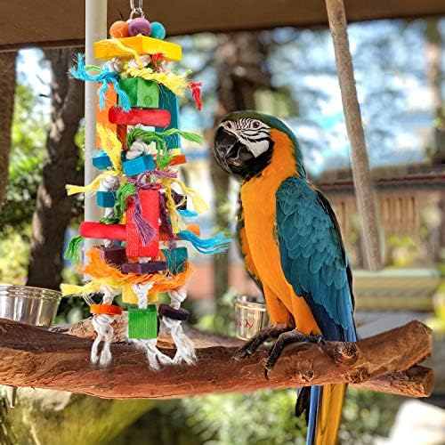 Играчки за птици Crmada, играчка за џвакање со папагал, разнобојни дрвени блокови кинење играчки за африкански сив кокатиел